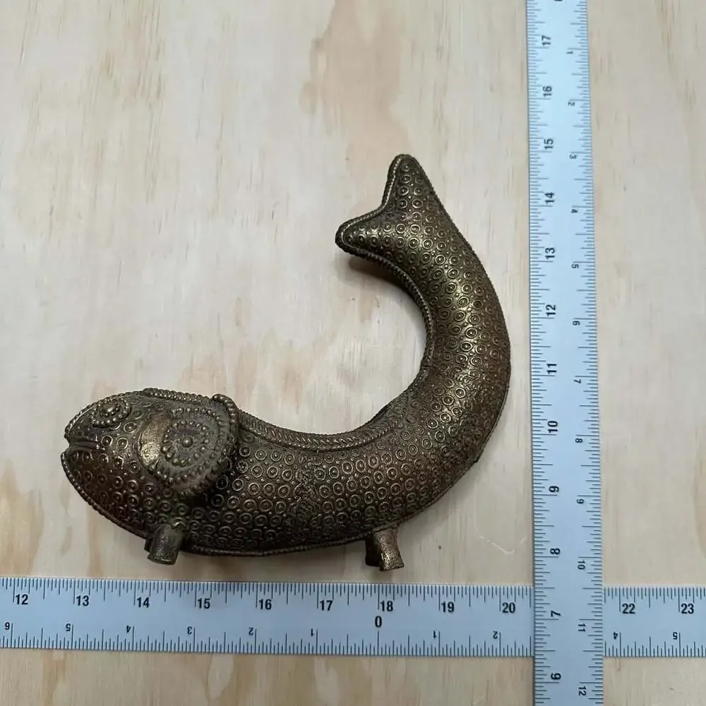 Vintage Brass Fish Figural Censer Incense Vessel